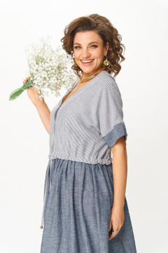 Платье Michel chic 2181 джинс_полоска - фото 4