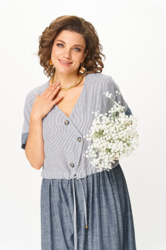 Платье Michel chic 2181 джинс_полоска - фото 3