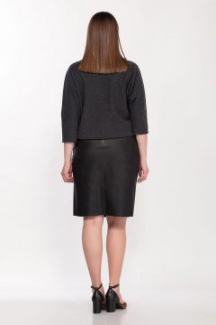 Полуприлегающая юбка из экокожи с горизонтальными складками Belinga 4043 черный - фото 3