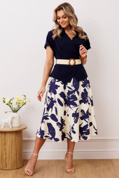 Жакет, юбка Мода Юрс 2641-1 синий_молочный - фото 1