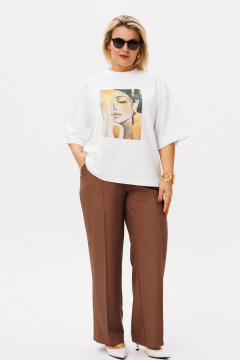 Брюки, футболка OVERYOU М204 мокко_молочный - фото 1