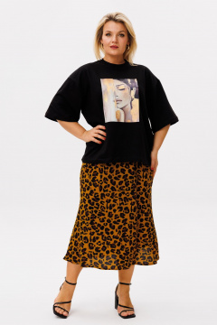 Футболка, юбка OVERYOU М207 черный_леопард - фото 4