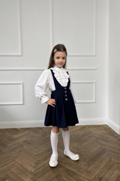 Деловой сарафан с юбкой выше колена из хлопковой ткани Tammi 1Ш52-23/1 синий - фото 5