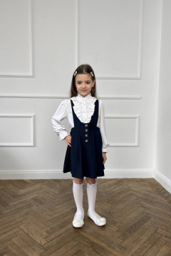 Деловой сарафан с юбкой выше колена из хлопковой ткани Tammi 1Ш52-23/1 синий - фото 4