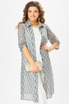 Брюки, кардиган, топ Fita 1594 пыльно-землянистый +бежевый - фото 3