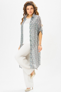 Брюки, кардиган, топ Fita 1594 пыльно-землянистый +бежевый - фото 2