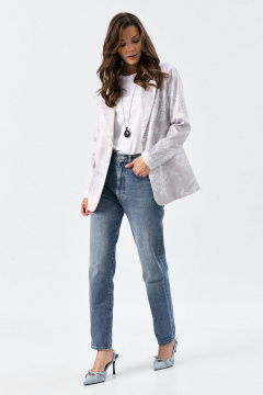 Классический серый жакет из плотного атласа на подкладке Art Ribbon M1091G - фото 2