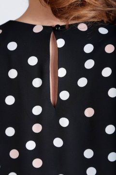 Демисезонное свободное платье из текстиля с рюшей Liona Style 778 черный_в_горох - фото 4