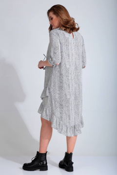 Демисезонное свободное платье из текстиля с рюшей Liona Style 778 жемчужный - фото 3