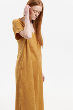 Платье Individual design 25253 горчичный - фото 3