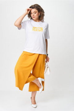 Брюки, майка Michel chic 1336 белый-охра - фото 3