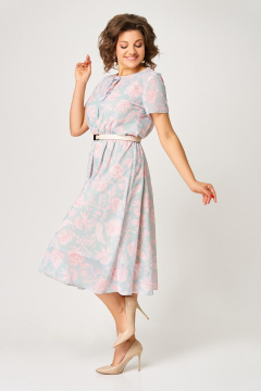 Платье Swallow 861 нежно-мятный/цветы - фото 3