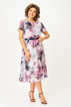 Платье Swallow 861.1 дымчато-лиловый/цветы - фото 2