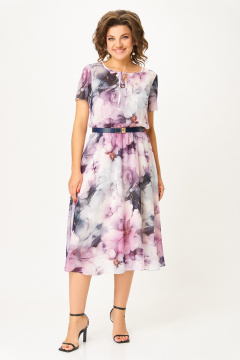 Платье Swallow 861.1 дымчато-лиловый/цветы - фото 1