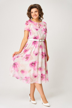 Платье Swallow 861.2 бежево-молочный/маки - фото 3