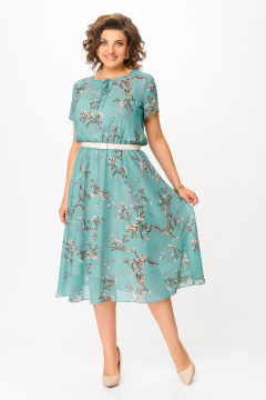 Платье Swallow 861.3 бирюзовый/веточки - фото 4