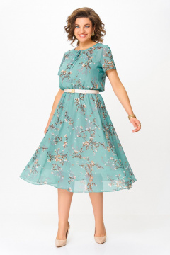 Платье Swallow 861.3 бирюзовый/веточки - фото 5