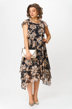 Платье Solomeya Lux 958А черный_бежевым+золотистый - фото 5