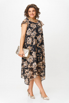 Платье Solomeya Lux 958А черный_бежевым+золотистый - фото 1