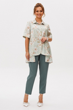 Блуза, брюки Mubliz 249 цветы_зеленый - фото 2