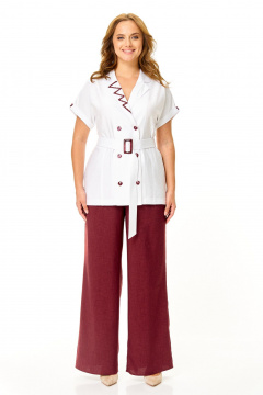 Брюки, жакет T&N 7658 белый-бордо - фото 1