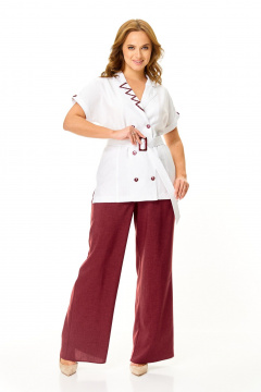 Брюки, жакет T&N 7658 белый-бордо - фото 2