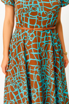 Платье Swallow 858.2 молочный_шоколад/бирюзово-голубой_принт - фото 5