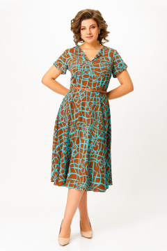 Платье Swallow 858.2 молочный_шоколад/бирюзово-голубой_принт - фото 3