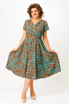 Платье Swallow 858.2 молочный_шоколад/бирюзово-голубой_принт - фото 2