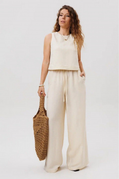 Брюки, топ FAMA 24091 экрю - фото 1