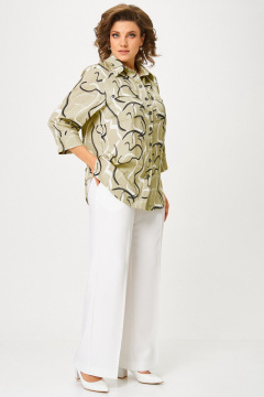 Блуза, брюки БелЭльСтиль 408-3_10_22+601-2_88_22 молочный+мультиколор - фото 3