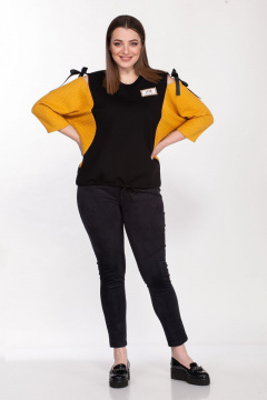 Комплект женский демисезонный из трикотажа с леггинсами Belinga 2136 желтый - фото 2