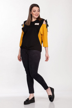Комплект женский демисезонный из трикотажа с леггинсами Belinga 2136 желтый - фото 3