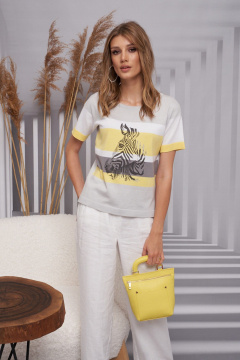 Джемпер Barbara Geratti С4690BG серый/желтый - фото 3