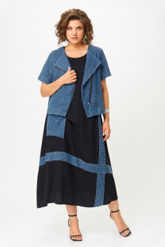 Жакет, платье Michel chic 1428 черный-джинс - фото 2