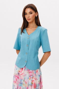 Жакет, юбка Ларс Стиль 1107 бирюза-цветочный_принт - фото 3
