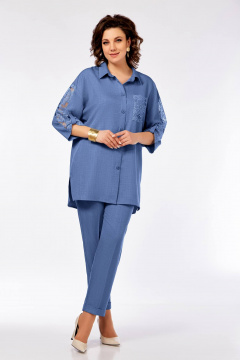 Блуза, брюки Ольга Стиль С-917 сине-фиолетовый - фото 3