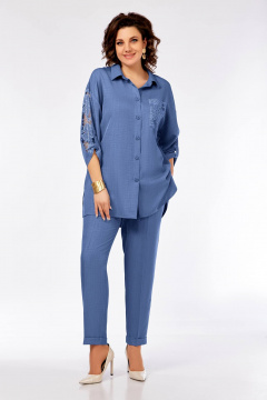 Блуза, брюки Ольга Стиль С-917 сине-фиолетовый - фото 1