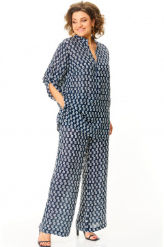 Блуза, брюки БелЭльСтиль 745-1_45_22+ 605-2_73_22 молочно-голубой - фото 4