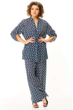 Блуза, брюки БелЭльСтиль 745-1_45_22+ 605-2_73_22 молочно-голубой - фото 2