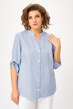 Блуза Swallow 864.1 молочный/голубой - фото 3