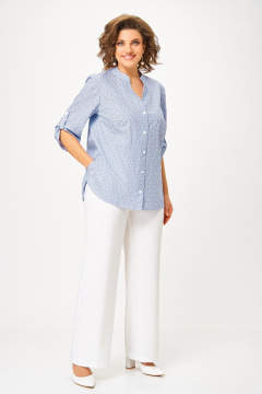 Блуза Swallow 864.1 молочный/голубой - фото 4