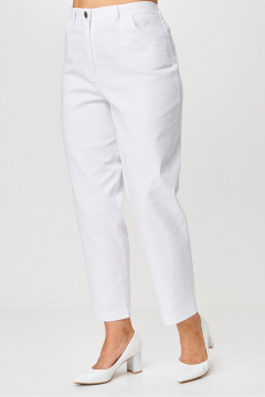 Белые брюки-бананы из хлопка с высоким поясом Rumoda 2192 белый - фото 5