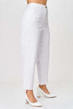 Белые брюки-бананы из хлопка с высоким поясом Rumoda 2192 белый - фото 3