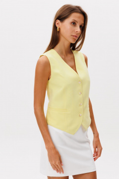 Жилет из текстиля с приталенным силуэтом и выточками THE NAME 2294 лимонный - фото 5