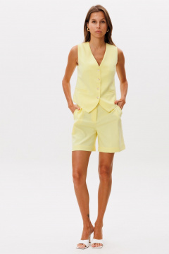 Яркие летние шорты из текстиля с высокой посадкой и карманами THE NAME 2304 лимонный - фото 5