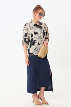 Жакет, юбка NikVa 975-1 лилии_индиго - фото 2