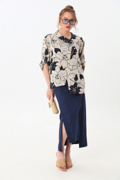 Жакет, юбка NikVa 975-1 лилии_индиго - фото 1