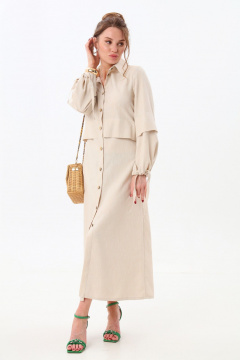 Брюки, кардиган, топ NikVa 976-1 песок_лимон - фото 3