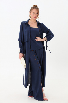 Брюки, кардиган, топ NikVa 976-3 индиго - фото 1